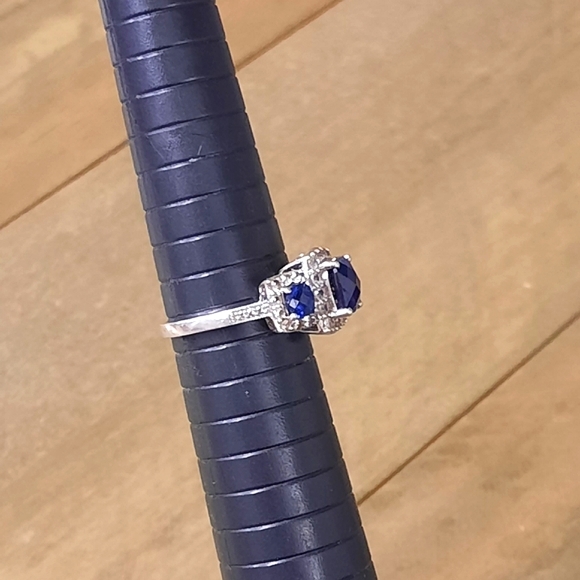 Vintage Ross-Simons Blue Sapphire Halo Ring In Sterling Silver. Size 7. - Picture 8 of 11